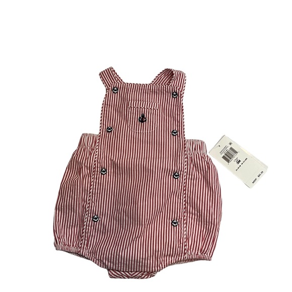 Polo Ralph Lauren Nautical Anchor Seersucker Overalls & Hat Set Size 3M - Picture 2 of 6